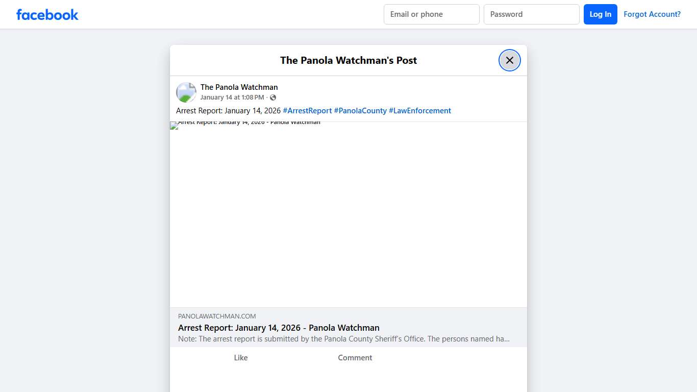 Arrest Report: January 14, 2026... - The Panola Watchman Facebook