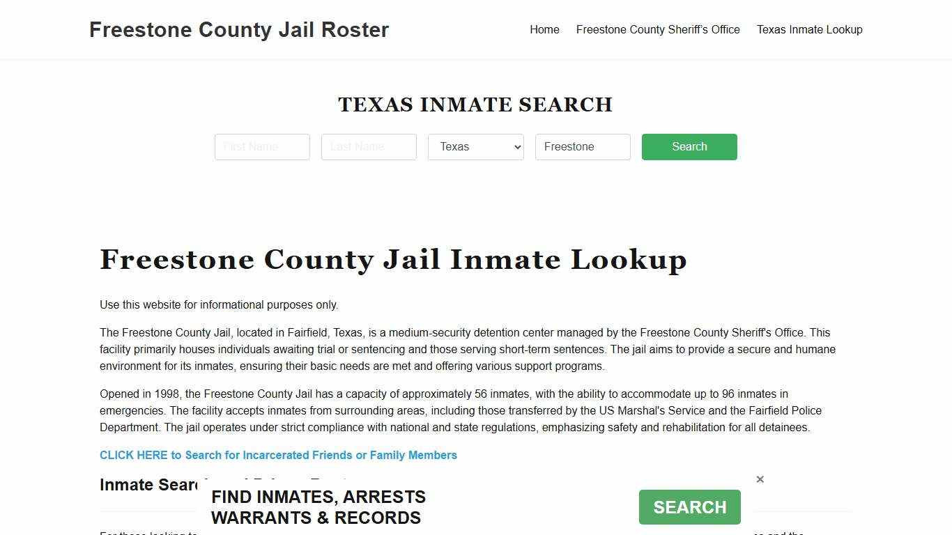 Freestone County Jail Roster Lookup, TX, Inmate Search